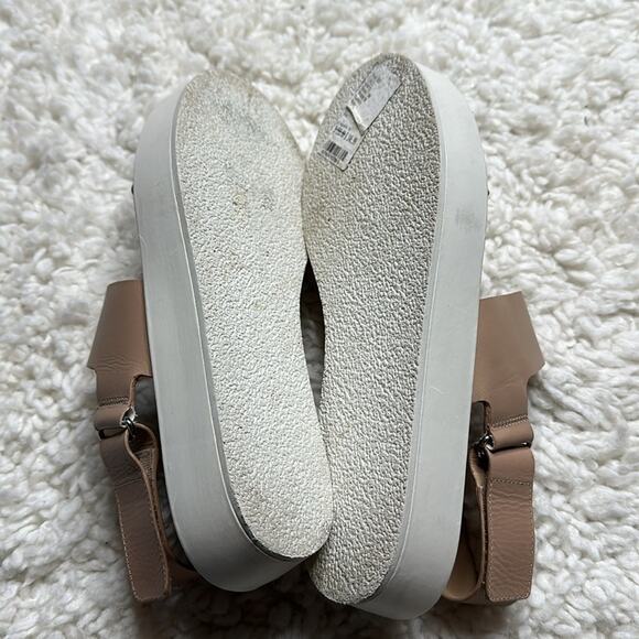 Vince Nude White Platform Thick Strap Sandals Neutral Minimalist Closet Staple - Picture 8 of 11